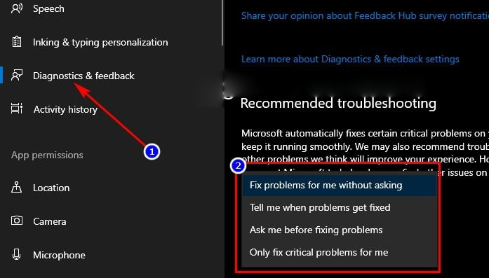 Cách kích hoạt tính năng tự động sửa lỗi trên Windows 10