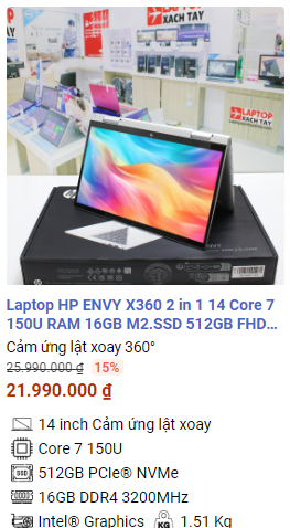 Top 5 laptop HP văn phòng cao cấp giá từ 15 triệu đến 25 triệu tháng 8 2024