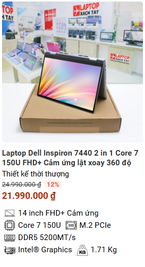 Top 5 Laptop văn phòng cảm ứng đáng xem nhất tháng 12/2024 tại Laptopxachtayshop