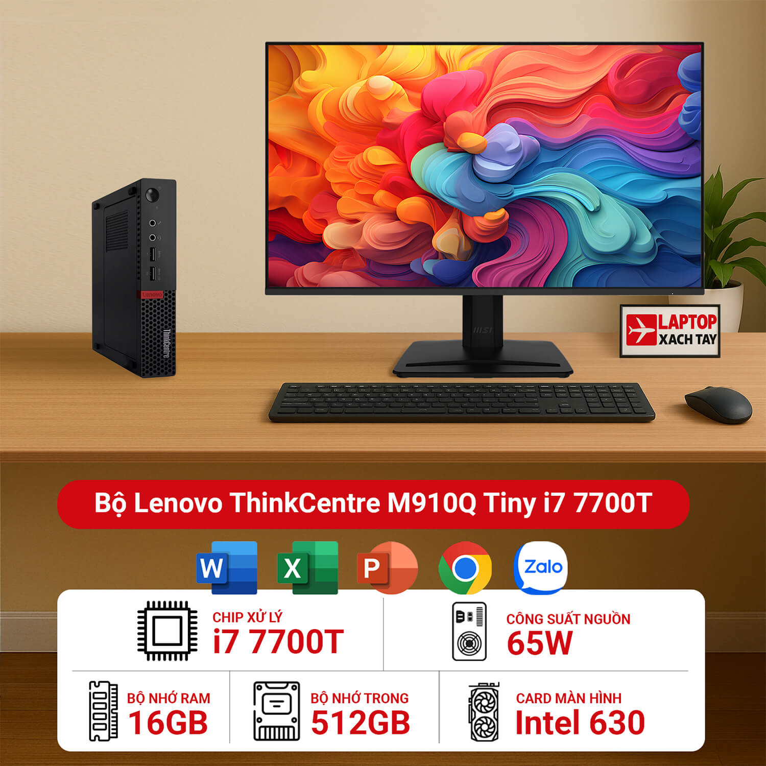 Bộ Lenovo ThinkCentre M910Q Tiny i7 7700T - 512GB - Avatar